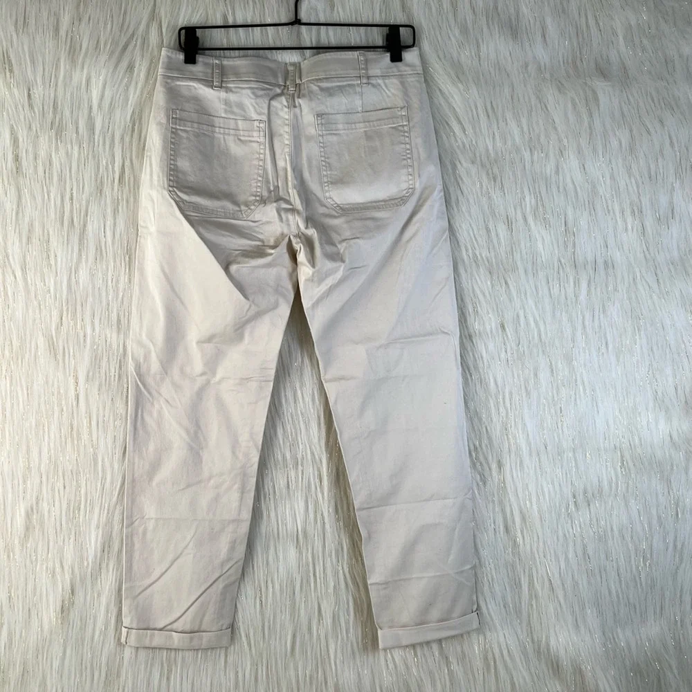 J.Crew Womens Re-Imagined Ankle Pants Ivory Mid Rise Pockets Cuffed Stretch 27